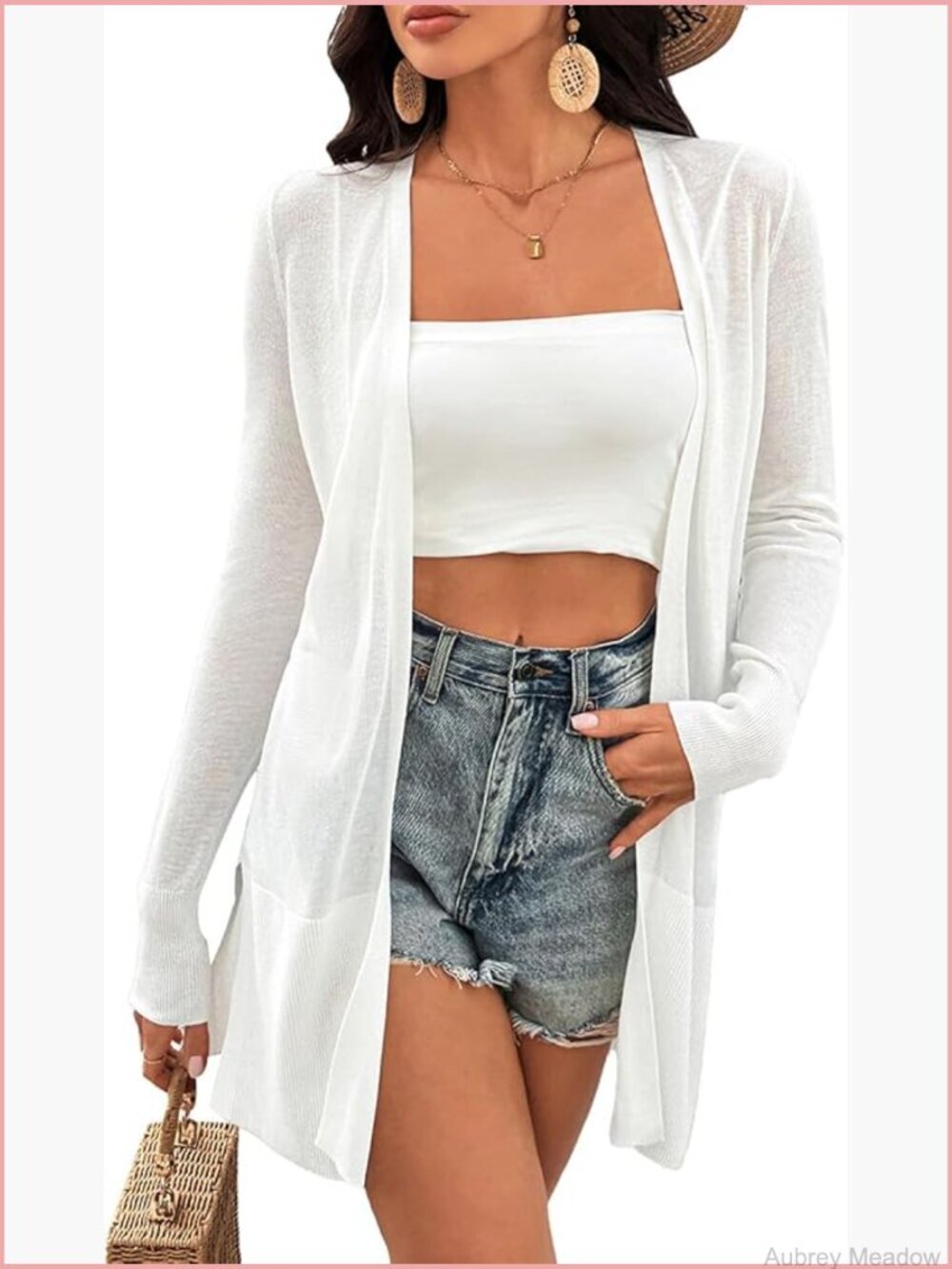Long Lightweight Cardigan Open Front Summer Casual Beach Vacation